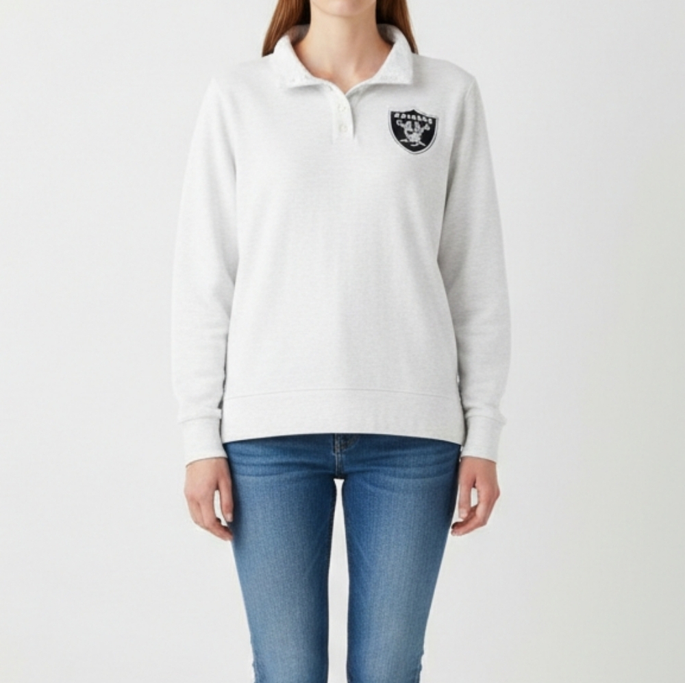 Las Vegas Raiders Women’s Mock Neck Henley Sleep Top – Size M